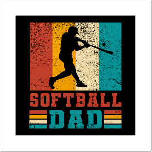 Vintage Softball Dad Fathers day baseball Men Posters and Art